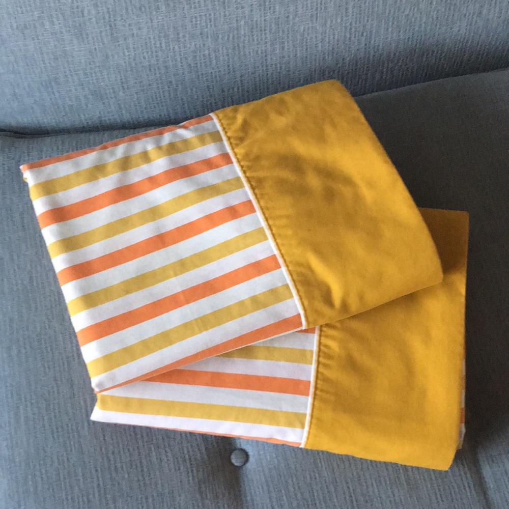 2 Vintage Orange Stripe Twin Flat Sheets